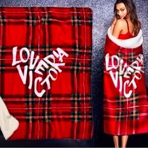 Victoria’s Secret “Love Victoria” Plaid Sherpa Blanket